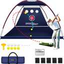 Golf Net 10x7ft with Automatic Ball Return System, Heavy Duty Golf Practice Net Set with Tri-Turf Mat for Backyard, Garage, Indoor/Outdoor Driving and Chipping Practice (10x7 Feet)