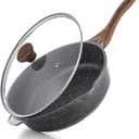 SENSARTE Nonstick Deep Frying Pan Skillet, 12-inch Saute Pan with Lid, Stay-cool Handle, Chef Pan Healthy Stone Cookware Cooking Pan, Induction Compatible, PFOA Free (Classic Granite)