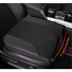 Kingphenix Car Seat Cushion Memory Foam Pad for Driving Comfort Boosts Height and Relieves Coccyx & Lower Back Pain Car, Truck, Office Chair (Leather & 4D Mesh Black)