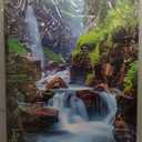 Nature Waterfall Canvas Wall Art Living Room Wall Decor Zen Room Decor National Park Picture Glacier Virginia Falls Landscape Poster Forest Painting Artwork Home Bedroom Office Decorations 24"L x 36"W, ZRPB06