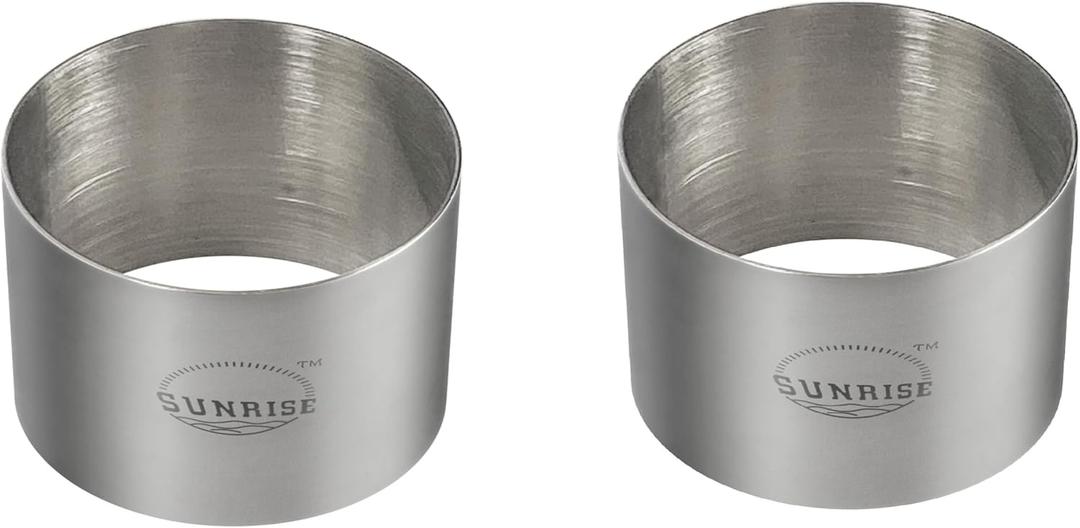 (Pack of 2) Round Food Ring, Stainless Steel (3.5" D x 2"H)