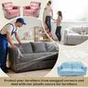 Breling 6 Pcs 3 Sizes Furniture Moving Covers for Couch Sofa Loveseat Armchair 4 Mil Thick Plastic Drop Cloths Clear Furniture Moving Protector for Cover and Storage, 134" x 42", 82" x 42", 42" x 40"