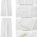 GRAPENT Pull On Womens Jeans Baggy Stretchy High Waisted Denim Wide Leg Trouser Pants Trendy Front Seam 90s Loose Jean (White, S)