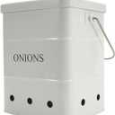 Onion Storage Bin, Kitchen Storage Canister,Kitchen Pantry Organizer Tin With Airtight Lid & Handles, Vegetable Fresh Keeper with Aerating Tin Storage Holes (White)
