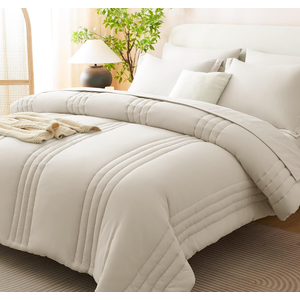 CozyLux Full Size Comforter Sets - 7 Piece Bed in a Bag Beige Comforter Set with Sheets Luxury Bed Set All Seasons, Soft Bedding Set with Down Alternative Comforter, Sheets, Pillowcases & Shams