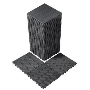 VEVOR 36 sq. ft Plastic Interlocking Deck Tiles, 36 Pack,12"x12" Waterproof Non-Slip Outdoor Flooring All Weather Use, Patio Floor Decking Tiles for Porch Poolside Balcony Backyard, Dark Grey
