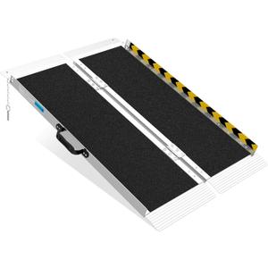 3FT Portable Wheelchair Ramp, Non-Slip Aluminum Folding Handicap Ramp, Ramps for Wheelchairs for Home with Handle, Wheelchair Ramps for Home Steps/Stairs/Threshold/Doorways/Scooter, 600LBS Capacity