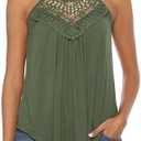 Bluetime Halter Tops for Women Sexy Sleeveless Lace Crochet Dressy Flowy Tank Top Cute Summer Shirts (2XL)
