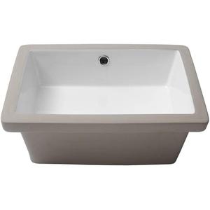 Lordear 17x12 Inch Undermount Bathroom Sink Vanity Small Sinks Rectangle Pure White Porcelain Ceramic Bath Lavatory Vanity Sink Basin with Overflow