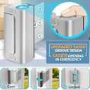 Home Security Door Reinforcement Lock - Safety Child Proof Door Locks with 8 Screws for Inward Swinging Front Doors, Extra Add a Top Lock Inside Withstands 800 lbs Deadbolt Latch, Guard Bedroom Patio