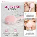 Clean, Acne, and Redvolution - Electric Facial Cleansing Brush, Smart Facial Device with Silicone Brush & Anti-Aging Massager, Red and Blue LED Light