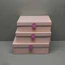 Soul & Lane Cardboard Decorative Boxes for Storage - Set of 3, Textured Memory Boxes with Lids for Home Decor, Photo Storage, and Keepsakes, Pink