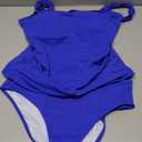 Tankini Swimsuits for Women Swimwear Ruffle Square Neck High Waisted Tummy Control Two Piece Swimsuit Vintage Bathing Suit (X-Large, Blue)