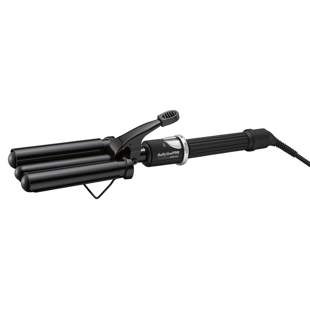 BabylissPRO Porcelain Ceramic Triple Barrel Waver, Black