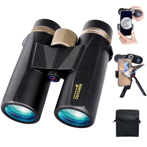 8x42 HD Binoculars for Adults High Powered with Phone Adapter and Tripod, Super Bright BAK4 Prism Waterproof Compact Binoculars for Bird Watching Hunting Stargazing Hiking Cruise Travel