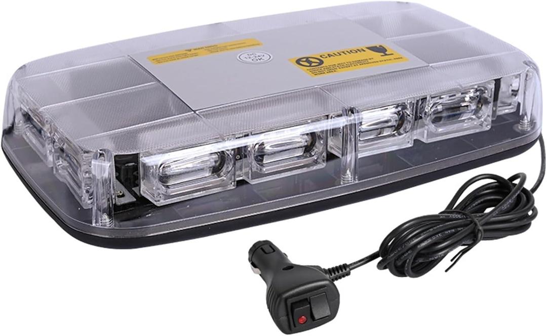 Car 48LED Warning Light Emergency Flash 12v-24V Roof Magnetic Absorption Strobe Flashing(Transparent shell yellow light)
