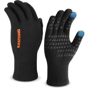 KastKing HydroFlex Waterproof Fishing Gloves, Touchscreen Compatible, Non-Slip Palm, 4-Way Stretch, Extended Cuff for Winter & Ice Fishing, Kayak, Boating, Unisex (Medium)