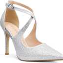 COLETER Womens 4" Pointed Toe D'Orsay Pumps Stilettos High Heel Crossed Ankle Strap Dress Shoes, 9.5