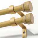 Lootkell 2 Pack Natural Light Wood Curtain Rods for Windows 28 to 48 1" Diameter Heavy Duty Window Curtain Rod Adjustable with Handmade Wood Grain Design for Living Room Bedroom Kitchen Farmhouse