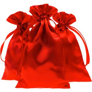 4" x 6" Red Satin Gift Bags - Jewelry, Wedding Favor Drawstring Pouches for Baby Shower, Christmas - 50 Pack