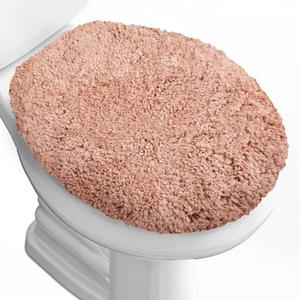 Microfiber Elongated Toilet Seat Cover 19.5"x 15" Machine Washable Solid Toilet Lid Cover Adjustable Rubber Backing Fits Only 18-19.5" L x 14-16" W Elongated Toilet Seat