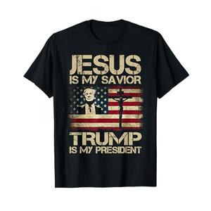 Jesus is My Savior Trump is My President Trump 2024 USA Flag T-Shirt XL