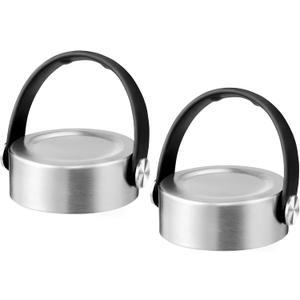 Replacement Lid for Hydro Flask12/16/18/20/32/40/64oz Wide Mouth Bottles,Ergonomic Handle & Durable Stainless Steel Cap Fits Hrdroflask Wide Mouth,BPA - Free & Leak - Proof(2 Pack)