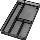 shenee Desk Drawer Organizer Tray,Drawer Organizer for Office and Home,Desk Organizer with Drawers,4 Compartments,Non-Slip Desk Organizers and Accessories for Stationery Makeup School (Black)