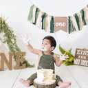 Wild One Highchair Banner - Jungle & Safari Birthday Decorations for Boy's First Birthday Party (Green)