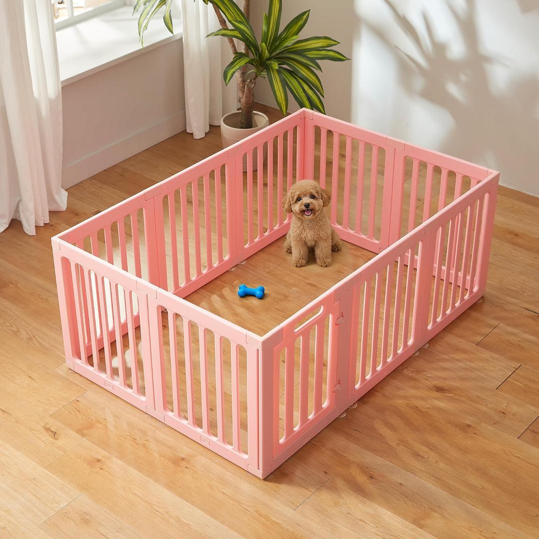 Cozy-Picket Dog Playpen Indoor Deco Pen, 24" H, Pink, 10 Panels