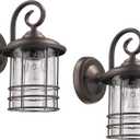 MICSIU 2-Pack 5.5" Wide Compact Oil Rubbed Bronze Outdoor Wall Sconce, 9.8 Inch Farmhouse Exterior Fixture with Clear Seedy Glass, Waterproof Max 23W Porch Lights for Front Door, Entryway, Patio