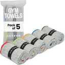 Acteon Microfiber Gym Towels 5 Pack, Quick Dry Silver ION Odor-Free Sweat Towel, Super Absorbent Fast Drying for Men & Women, Workout, Yoga, Running, Hiking, Travel 16x30.5 Inch