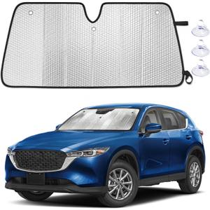 EcoNour Foldable Sun Shade Fit for Mazda CX_5 2017-2024 2025 2026 | Accordion Windshield Sun Shade, Front Car Window Shades Sun Visor, Blocks UV Rays & Heat, Car Accessories