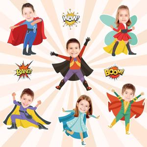 90 PCS Super Themed Hero Cutouts Hero Theme Paper DIY Photo Picture Crafts with 200 PCS Glue Points Super Themed Bulletin Board Decorations for Kids Classroom Party Decor Birthday Supplies