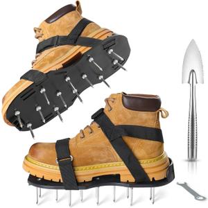 Lawn Aerator Shoes, Upgrade 2.2'Heavy Duty Spike Shoes Lawn Aerating with Hook&Loop Straps, Free-Installation Grass Aerator Lawn Tool One Size Fits All Spiked Sandals for Yard Patio Garden Grass