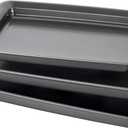Rachael Ray Bakeware Nonstick Cookie Pan Set, 3-Piece, Gray with Marine Blue Grips