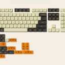dagaladoo Low Profile keycaps Set,Double Shot PBT keycaps 60 75 100 Percent,Beige/Black/Orange Custom Keyboard Key caps for Most MX Switches Mechanical Keyboard