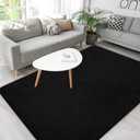 B BENRON Soft Rugs for Living Room 5x5 Black, Minimalist Area Rug for Bedroom Nursery Dining Table Dorm, Thickened Throw Rugs for Men Boys Girls Kids Room, Washable Indoor Floor Carpets