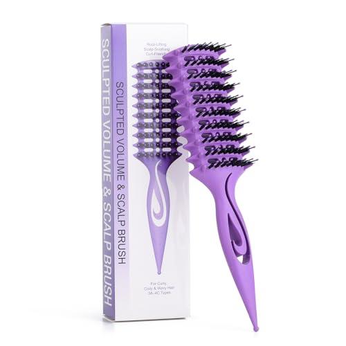 Candy Brush Curl Defining Vented Hair Brush for Effortlessly Blow Drying Detangling and Shaping and Styling, Airflow Wet Hair Brush for All Hair Types for Women and Men, Anti-Pull & Frizz, Purple