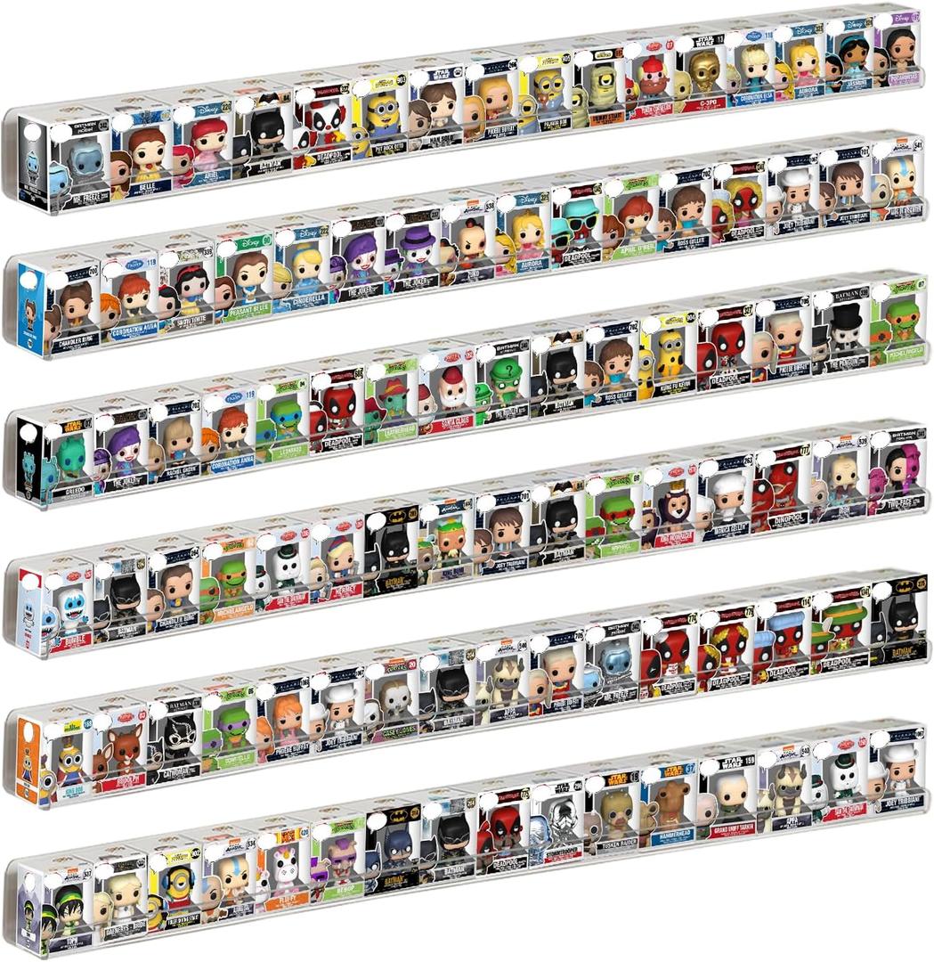 6pcs Acrylic Display Shelf for Funko Bitty Pop, Wall Mounted Display for Mini Collectible Toys, Figure Display Stand Toys