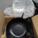 WANGYUANJI 9.5" Carbon Steel Wok - [Heavy-Duty & Thickened Base] - Deep Bowl Stir Fry Pan for Induction, Electric & Gas - Warp-Resistant, Splatter-Free Design with Lid (1-2 Person)