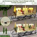 Christmas Sleigh Centerpiece Table Decorations with Flickering Led Candle Lights Xmas Sleigh Silhouette Candelabrum for Dinning Room, Table, Fireplace, Mantel Holiday Decoration (Gold)