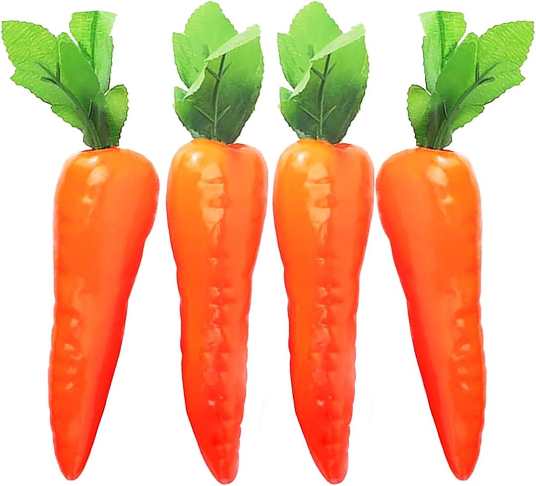 4 Pcs Artificial Fake Vegetables Carrots Decor - Faux Lifelike Simulation Plastic Carrot for Home House Kitchen Party Decoration - Artificial Vegetable Fake Carrots
