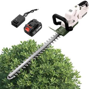 Hedge Trimmer Cordless, 24V Bush Trimmer,Cordless Hedge Trimmer, Handheld Grass Trimmer, Electric Hedge Trimmer with One Battery and Charger Included (Greenwhite)