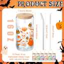 12 Packs Halloween Glass Cups Gifts Boo Baskets Stuffers 16oz Color Changing Cups with Lid Straw Pumpkin Ghost Skull Iced Coffee Drinking Glass Tumbler Halloween Gifts for Women Party Decor