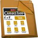 Mytee Products 6' x 8' Tan Canvas Tarp 12oz Heavy Duty Water Resistant