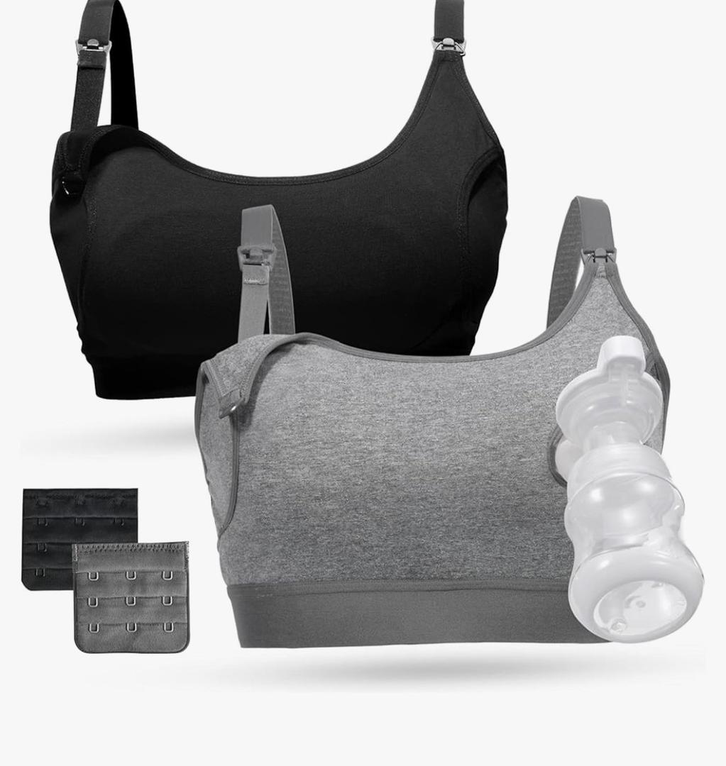Momcozy Pumping Bra, Pumping Bra Hands Free All Day Wear Pumping & Nursing Bra in One Holding Breast Pump for Spectra, Medela, M
