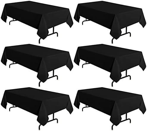 Sancua 2 Pack Black Tablecloth 60 x 102 Inch, Rectangle Table Cloth For 6 Feet Tables - Stain and Wrinkle Resistant Washable Polyester Table Cover For Dining Tables, Buffet Parties And Camping