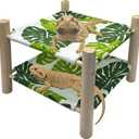 Tfwadmx Bearded Dragon Bed Double-Layer Wood Reptile Lizard Lounger Sleeping Hammock Tank Habitat Accessories for Leopard Gecko Snake Lizard or Other Small Animal