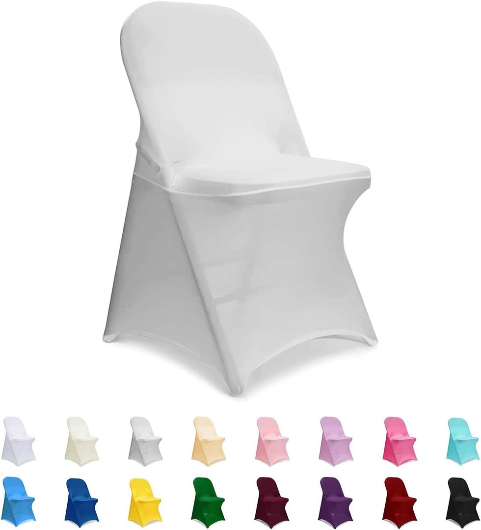 ManMengJi Gray Folding Chair Covers, 6 PCS Spandex Chair Covers, Universal Fitted Chair Slipcovers for Wedding, Party, Banquet, Holidays, Celebration